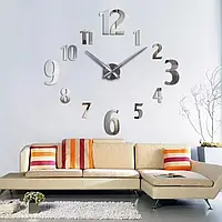 Часы настенные DIY Clock NEW с цифрами ZH172520 Silver , Настенные 3d часы 50 см Серебро