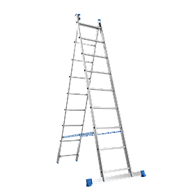 Драбина алюмінієва двосекційна металева універсальна на 9х2 (18) сходинок 3.65 м Меткас