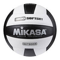 М'яч волейбольний синьо-білий Mikasa 1000 PU, чорно-білий
