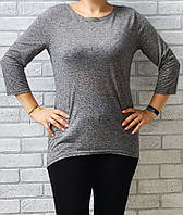 Женская футболка - туника однотонная серая рукав три четверти, футболка с длинным рукавом женская трикотажная