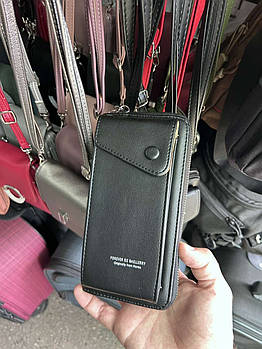 Сумочка гаманець жіночий чорна для телефону грошей та ключів, через плече