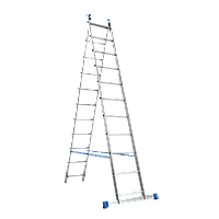 Лестница стремянка алюминиевая двухсекционная металлическая универсальная на 11х2 (22) ступеней  4.49 м Меткас