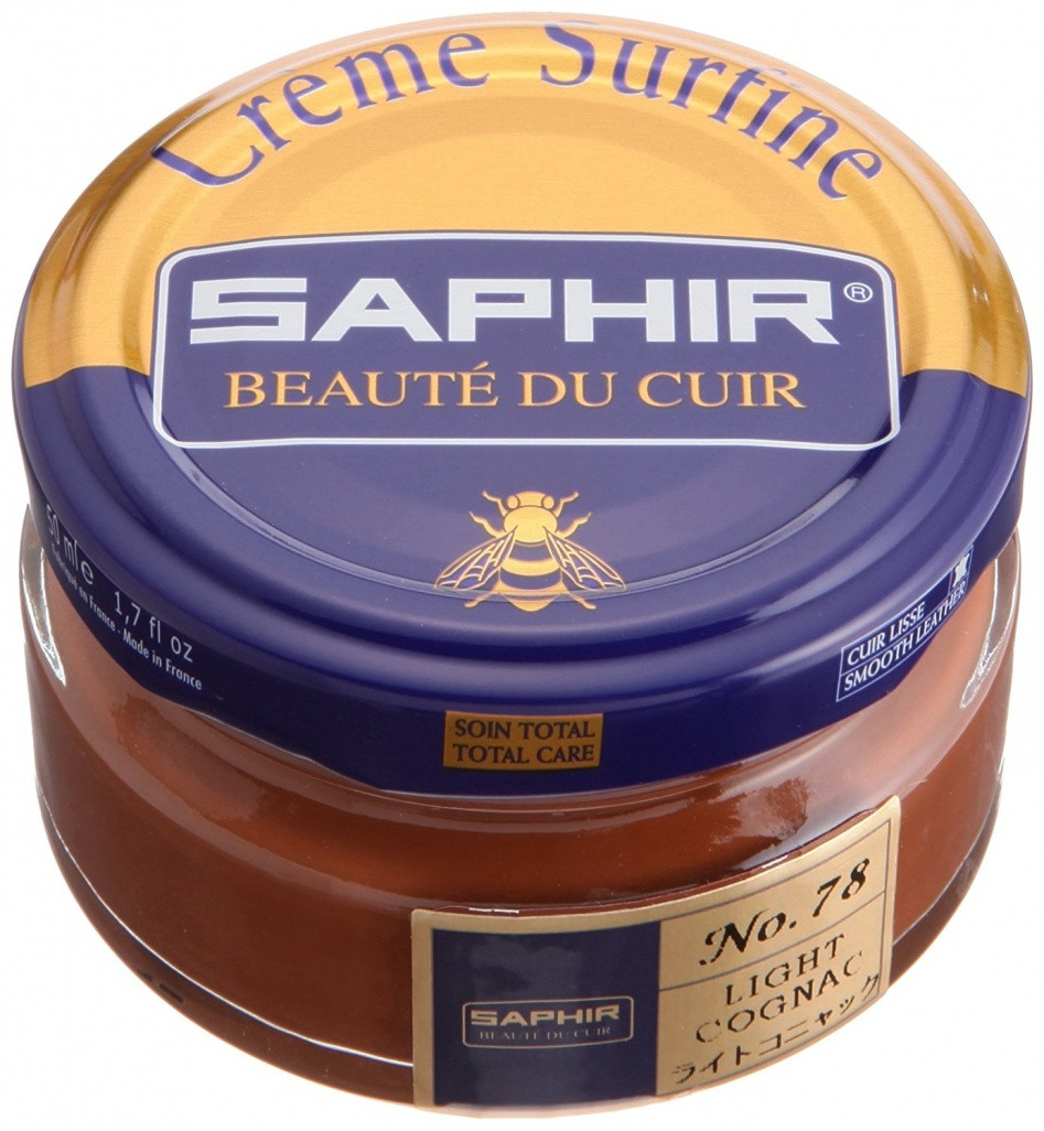 Зволожуючий крем для взуття Saphir Creme Surfine світлий коньяк (78) 50 мл, фото 1