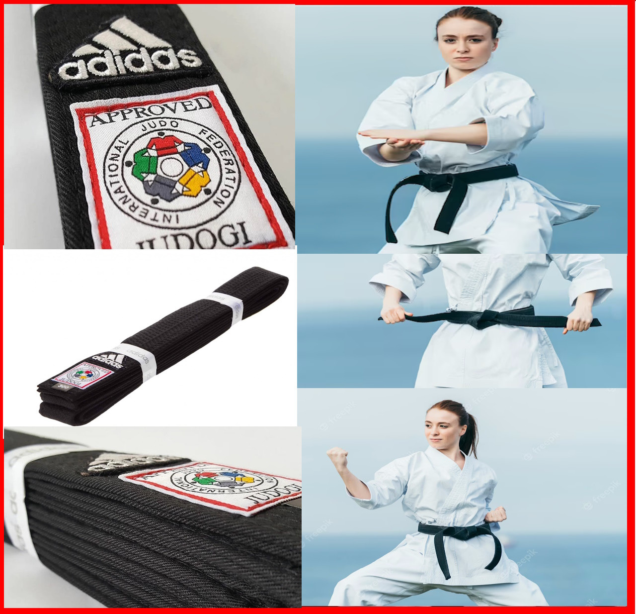 Пояс для кімоно з акредитацією для дзюдо ADIDAS ELITE IJF чорний/білий одяг для бойових єдиноборств