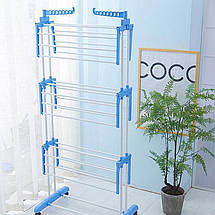 Сушарка для білизни підлогова Tiers Garment Rack With Wheels Синя (6), фото 4