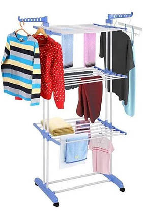 Сушарка для білизни підлогова Tiers Garment Rack With Wheels Синя (6), фото 1