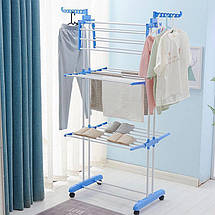 Сушарка для білизни підлогова Tiers Garment Rack With Wheels Синя (6), фото 6