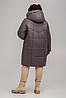 Стильний жіночий пуховик пальто Гамбург кольору мокко, великі розміри, фото 3