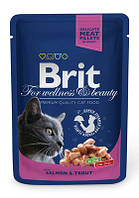 Brit Premium Cat пауч влажный корм для котов лосось и форель, 100 г