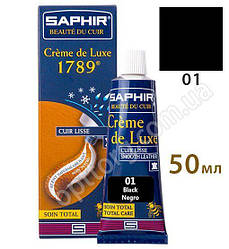 Крем класу люкс для взуття Saphir Creme De Luxe 1789 колір чорний (01) 50 мл