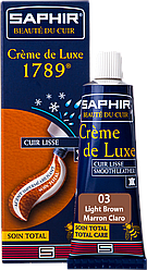 Крем класу люкс для взуття Saphir Creme De Luxe 1789 колір світло-коричневий (03) 50 мл