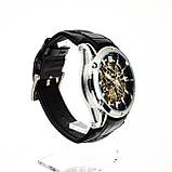Чоловічий годинник скелетон з автопідзаводом Forsining 8260 Silver-Black, фото 5