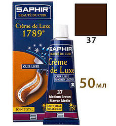 Крем класу люкс для взуття Saphir Creme De Luxe 1789 колір середньо-коричневий (37) 50 мл