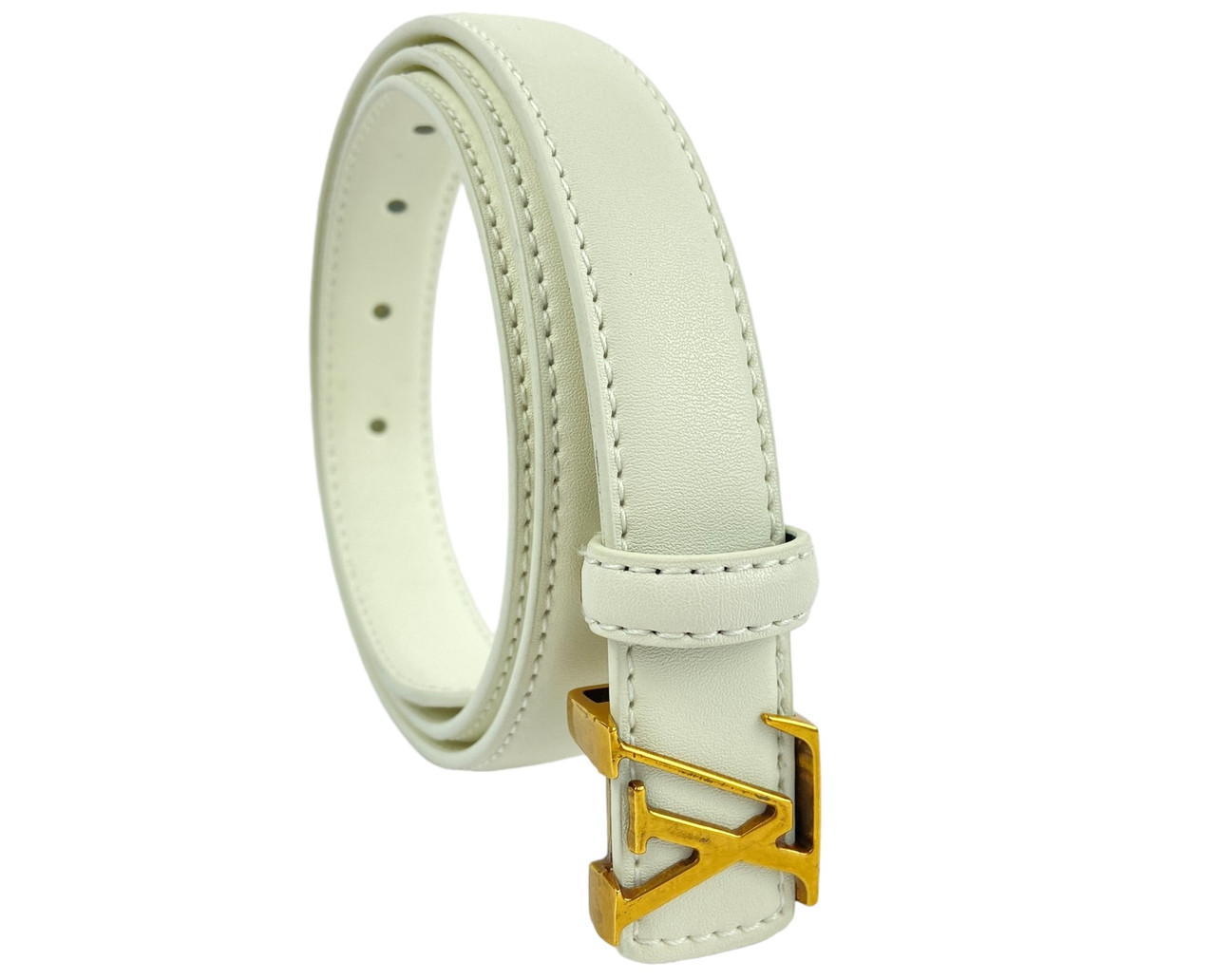 Ремінь жіночій шкіряний Louis Vuitton ширина 25мм колір Білий виробництво Туреччина, фото 1