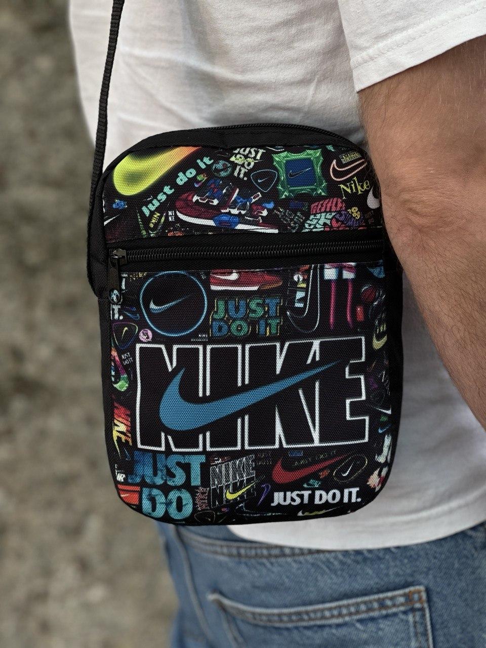 Барсетка через плече \ сумка месенджер \ бананка "Nike - Just do it" чорна