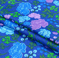 Бязь халатна плательна квіти сині бузкові