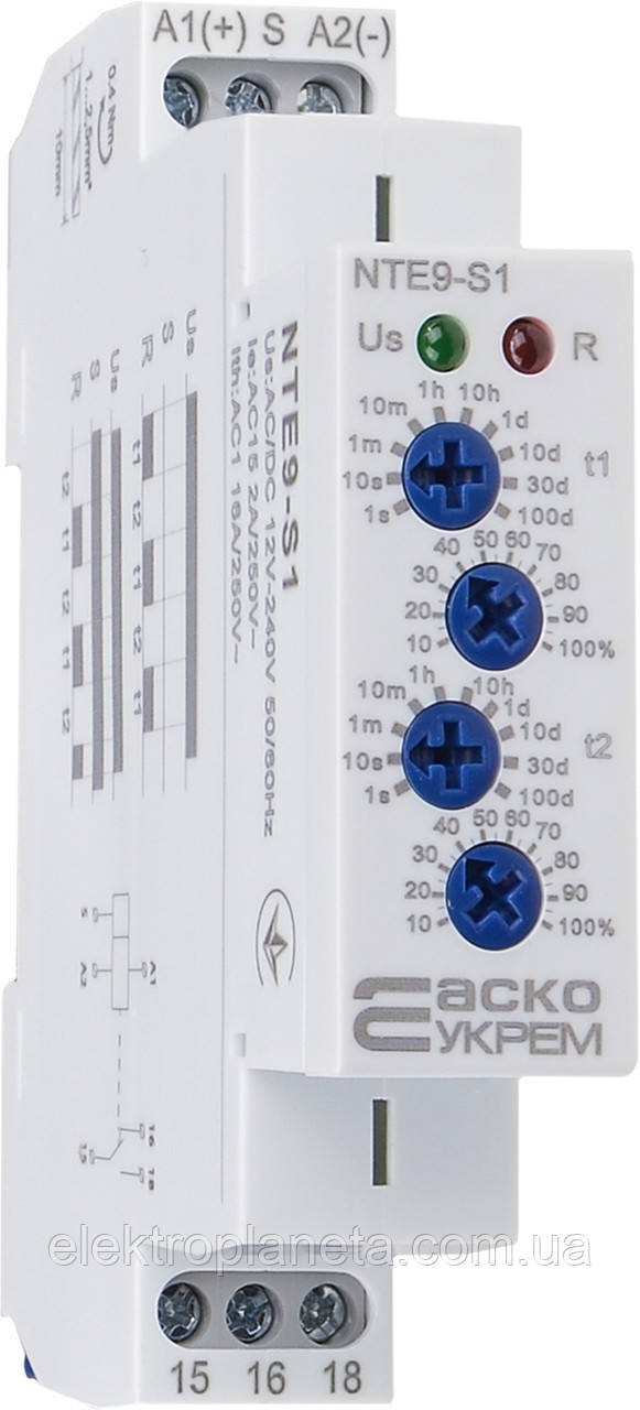 Реле часу асиметричного циклу NTE9-S1 AC/DC 12-240V