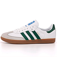 Кросівки жіночі та чоловічі Adidas Sambа white green / кеди Адідас Самба білі із зеленим