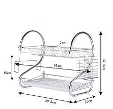 Сушарка для посуду 2 яруси 40,5x25x37,5 см (12), фото 2