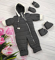 Детский демисезонный комбинезон для новорожденных (перчатки+пинетки) размер 74 см Alisa Черный