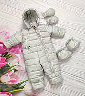 Детский демисезонный комбинезон для новорожденных (перчатки+пинетки) размер 74 см Alisa Серый