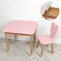 Детский столик с одним стульчиком и ящиком Bambi 04-025R-BOX деревянный (МДФ) розовый