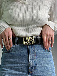 Жіночий ремінь Пінко чорний пояс Pinko Text Leather Belt Black/Gold