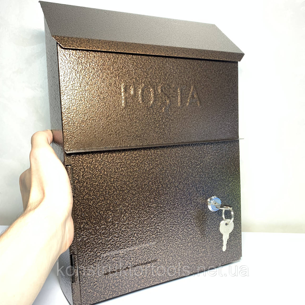 Скринька поштова індивідуальна, молоткове покриття, коричнева №4, фото 1