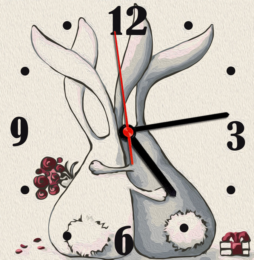 Набір для творчості "Годинник" картина за номерами "Зайченя" 30*30 см