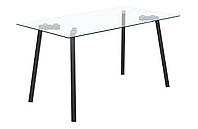 Стіл прямокутний обідній зі скляною стільницею Бетті 140х80 на чорних металевих ніжках Мікс Меблі