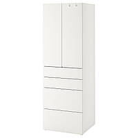 Гардероб IKEA СМОСТАД / ОПХУС, белый белый, с 4 ящиками, 60x42x181 см, 994.263.63