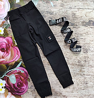 Черные брюки джоггеры с высокой посадкой для девочки (134-164р).