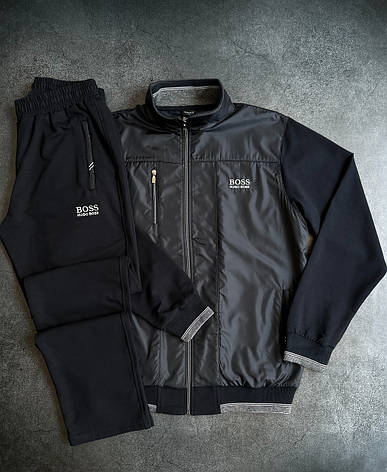 Чоловічий спортивний костюм Hugo Boss весна осінь спорт костюм Бос з рівними штанами для чоловіків, фото 1