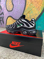 Чоловічі кросівки Nike Air Max TN Black Green Найк Аїр ТН Плюс Чорні зі сріблом підошва балон демісезон, фото 5