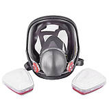 Повнолицева маска протигаз 6800 в хімічними фільтрами (аналог 3М) комплект 7 в 1, фото 4