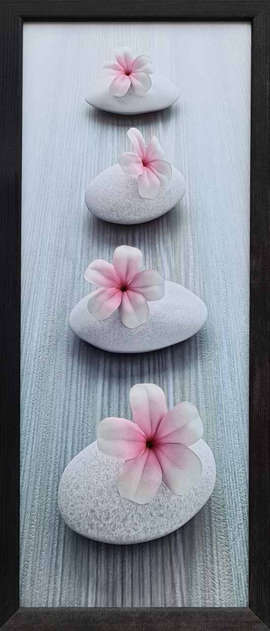 Фотокартина в дерев'яній рамі Flower and stone 2 20х50 см POS-2050-127