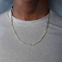 Чоловіча металева срібляста цепочка на шею, підвеска зі сталі шириною 5 мм