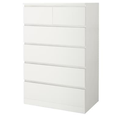 Комод, 6 ящиків, білий, 80х123 см, 604.036.02, ІКЕА, ІКЕА, MALM