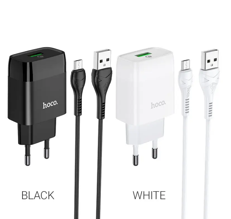 Сетевое зарядное устройство Hoco Glorious single port QC3.0 charger + кабель Type-C 1м White (C72Q) - фото 2 - id-p1902646778