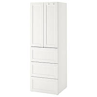 Гардероб IKEA СМОСТАД / ОПХУС, белый с рамой, с 3 ящиками, 60x42x181 см, 394.263.80