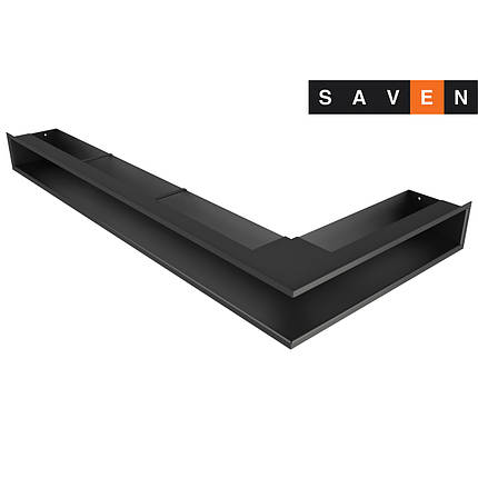 Вентиляційна решітка для каміна кутова ліва SAVEN Loft Angle 95х450х950 чорна, фото 1
