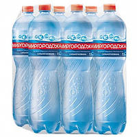 Упаковка минеральной природной лечебно-столовой сильногазированной воды Миргородська 1,5 л х 6 бутылок