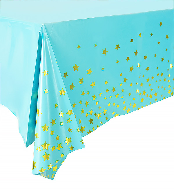 Скатертина святкова "Blue with stars" 180*135 см