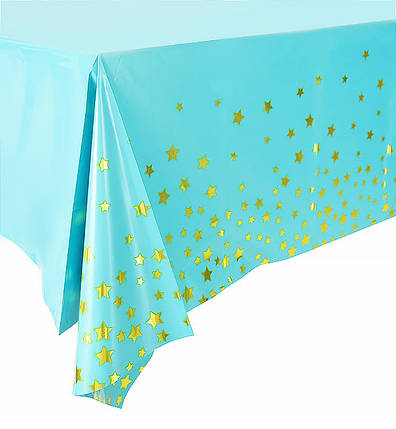 Скатертина святкова "Blue with stars" 180*135 см, фото 1