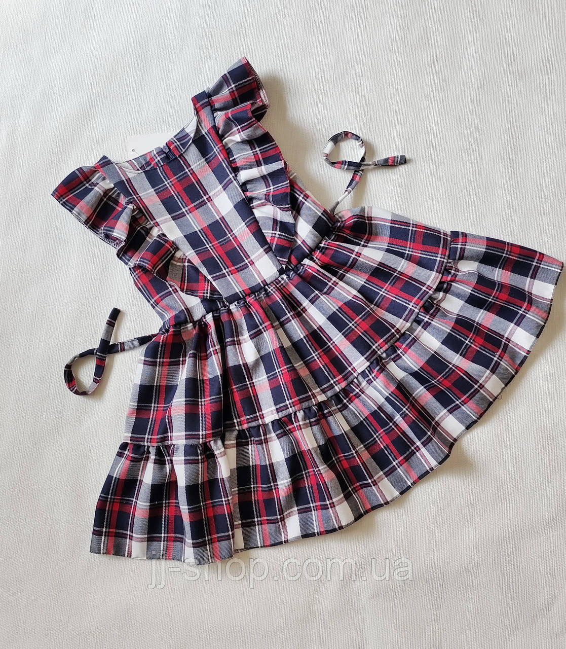 Дитяче шкільне плаття сарафан на дівчинку 116 розмір у клітинку, фото 1
