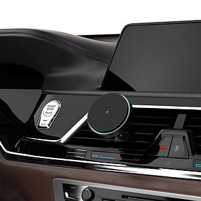 Автомобільний магнітний тримач для Айфона в машину з бездротовою зарядкою MagSafe 15Вт Proove Light Circle Чорний (263370), фото 2