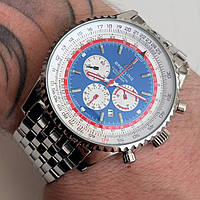 Годинник наручний Breitling Navititer Silver-White-Blue преміального ААА класу