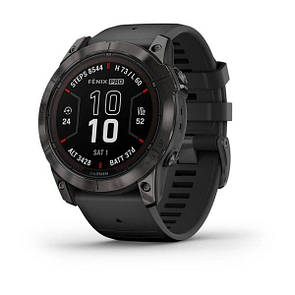 Годинник Garmin Fenix 7X Pro Sapphire Solar Edition карбоново-сірий титановий DLC з чорним ремінцем