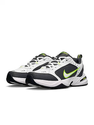Чоловічі кросівки Nike Air Max Monarch IV White Grey Green Взуття Найк Аір Макс Монарх білі шкіряні демісезон, фото 1