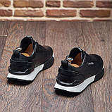 Кросівки чорні на білій підошві шкіряні демісезон, стильні молодіжні чоловічі кросівки весна осінь взуття *М-161-ск-ч/б-ДЕМИ*, фото 9